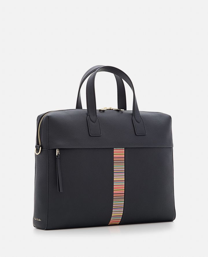 Paul Smith - BLACK LEATHER 'SIGNATURE STRIPE' TRIM FOLIO_2