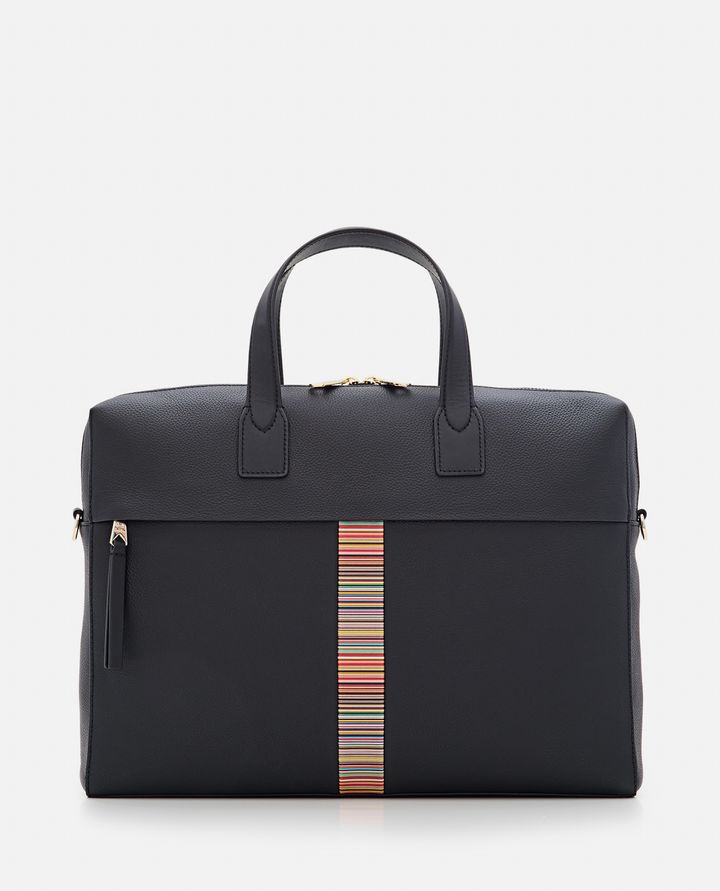 Paul Smith - BLACK LEATHER 'SIGNATURE STRIPE' TRIM FOLIO_1