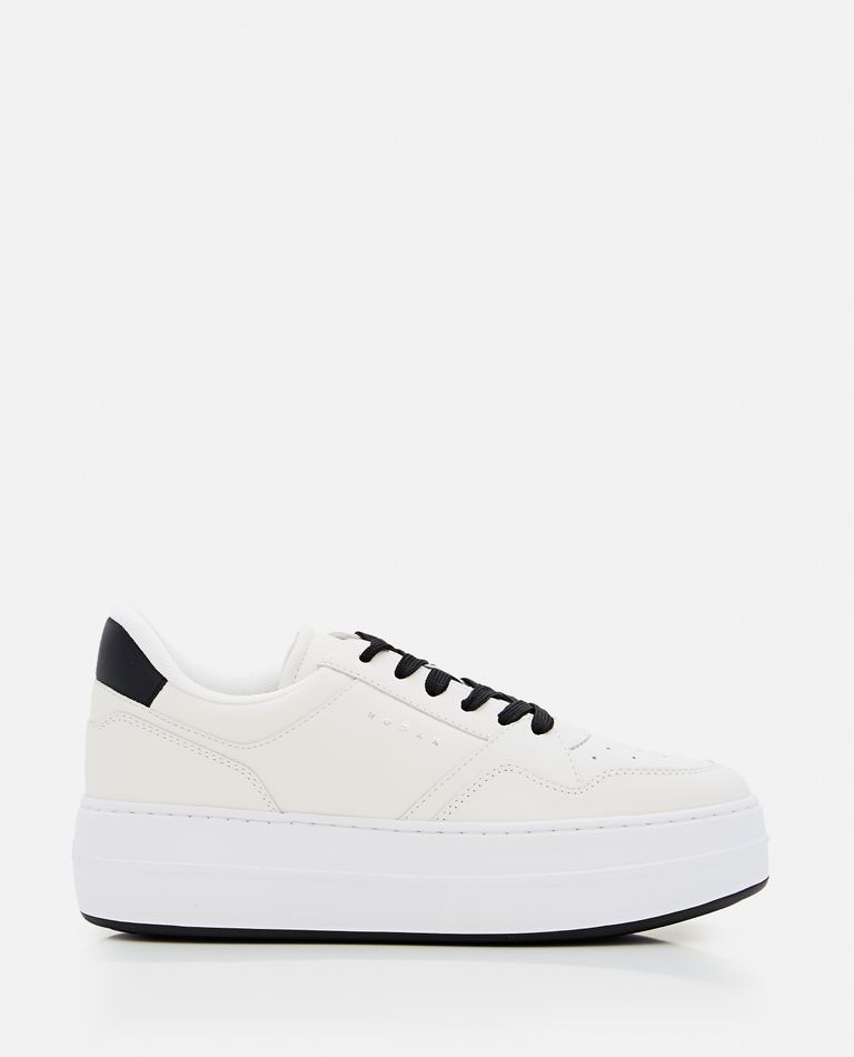 Hogan Leather Panelled Flatform Sneakers In White