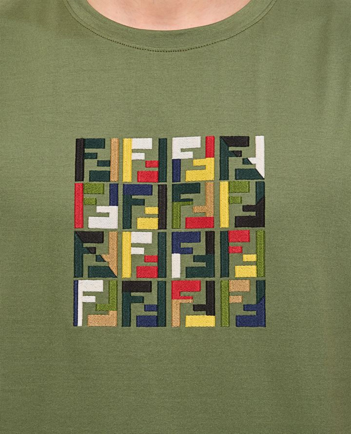 Fendi - COTTON T-SHIRT WITH TRIPLE FF EMBROIDERY_4