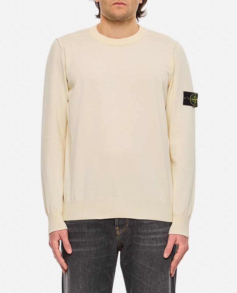 Stone Island Cotton Blend Sweater In White