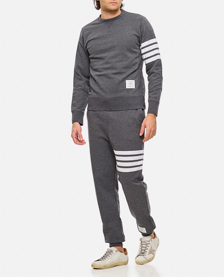 Thom Browne Straight Leg Trousers Drawstring Waist In Grey