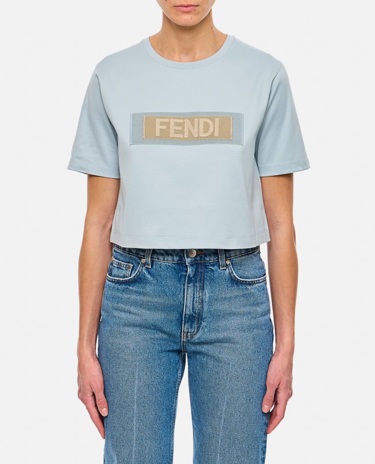 Shop Fendi T Shirt  Ribbon In Sky Blue