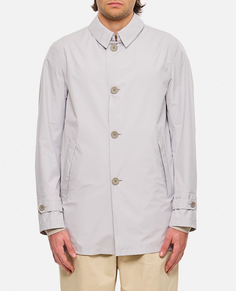 Herno Long Sleeved Button-up Jacket In Blue