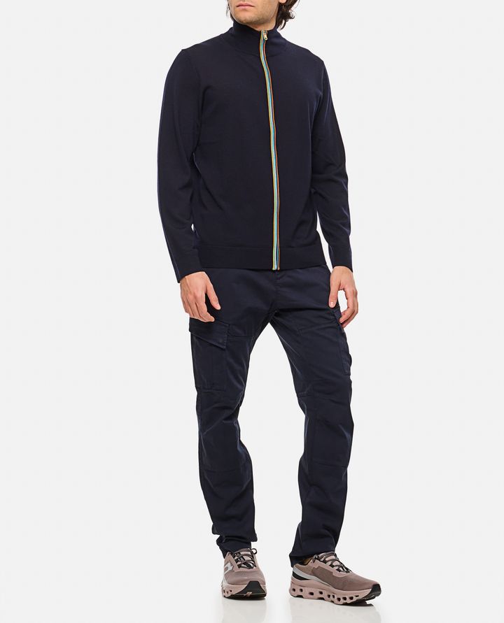 Paul Smith - NAVY WASHABLE MERINO WOOL 'SIGNATURE STRIPE' ZIP CARDIGAN_2