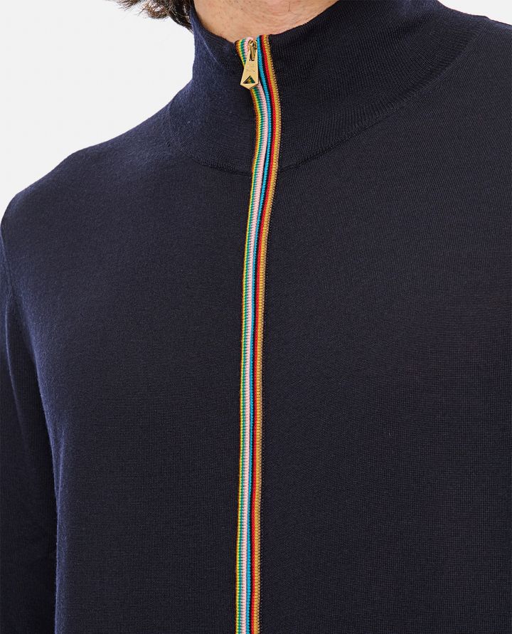 Paul Smith - NAVY WASHABLE MERINO WOOL 'SIGNATURE STRIPE' ZIP CARDIGAN_4