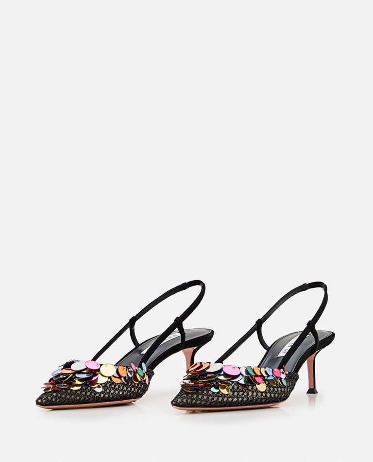 Aquazzura Can Can 105 Sequined Mesh And Suede Slingback Pumps In Multicolor