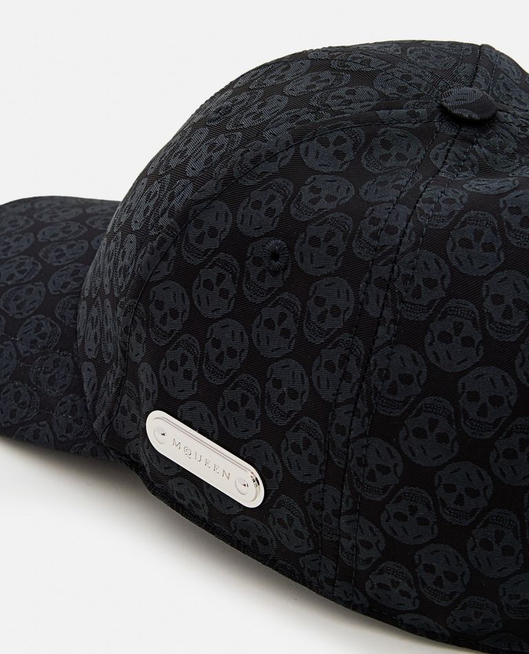 Alexander Mcqueen Black Skull Repeat Baseball Cap In Black