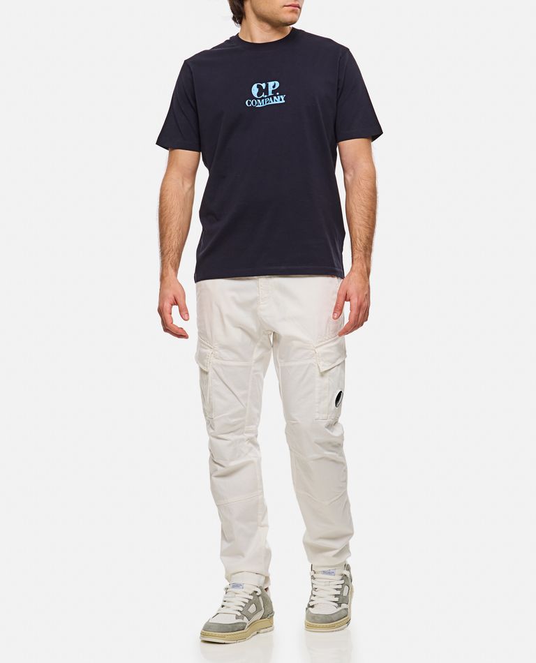 C.p. Company White Cargo Pants With Lens Motif On The Leg In Cotton Man In White
