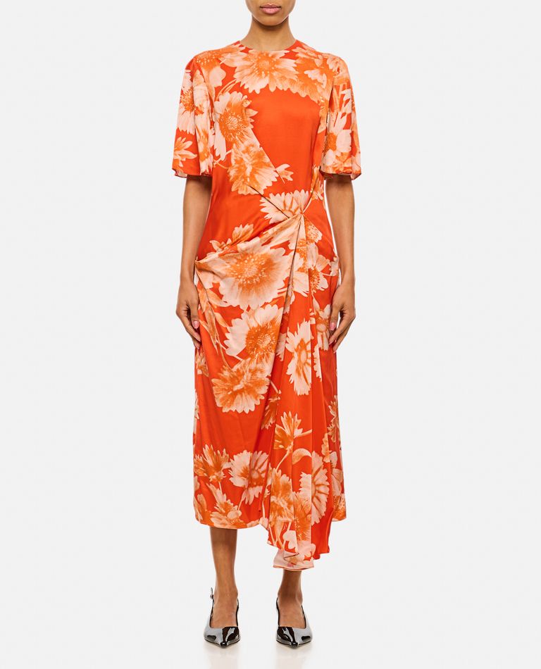 Shop Erdem Draped Midi Dress In Red