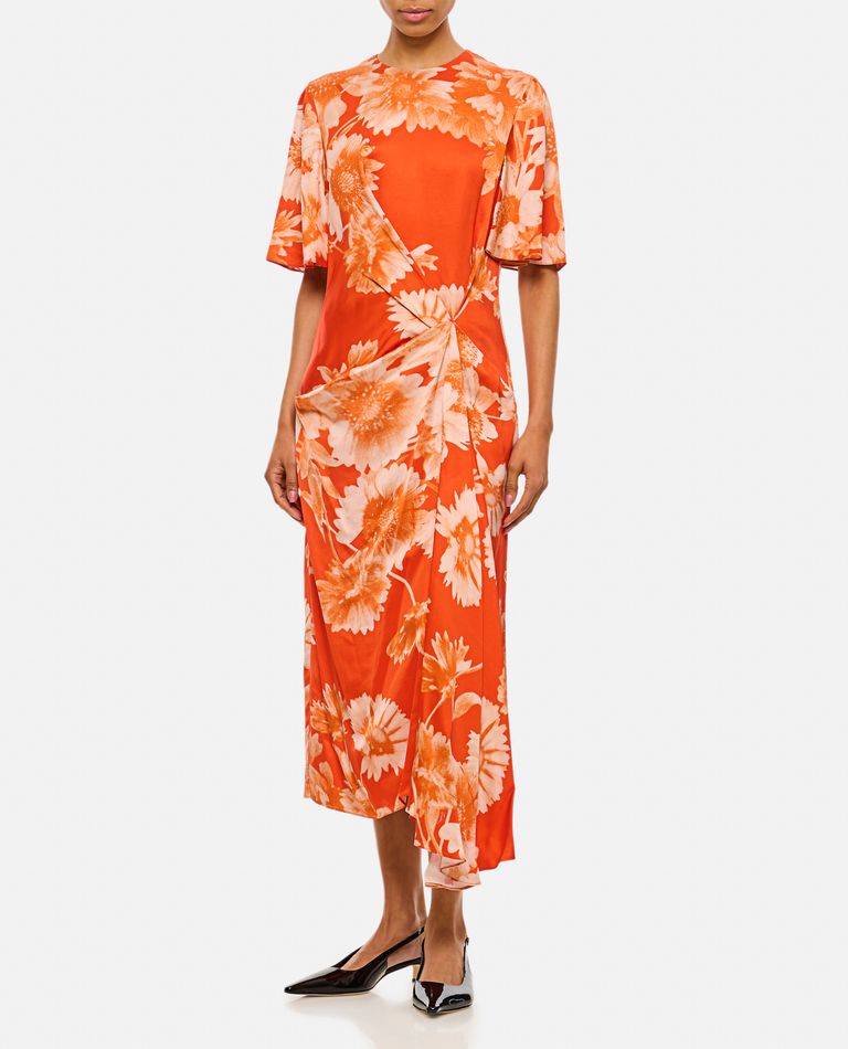 Shop Erdem Draped Midi Dress In Red