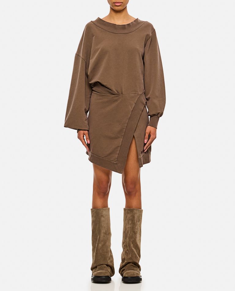 Shop Attico Light American Fleece Mini Dress In Brown