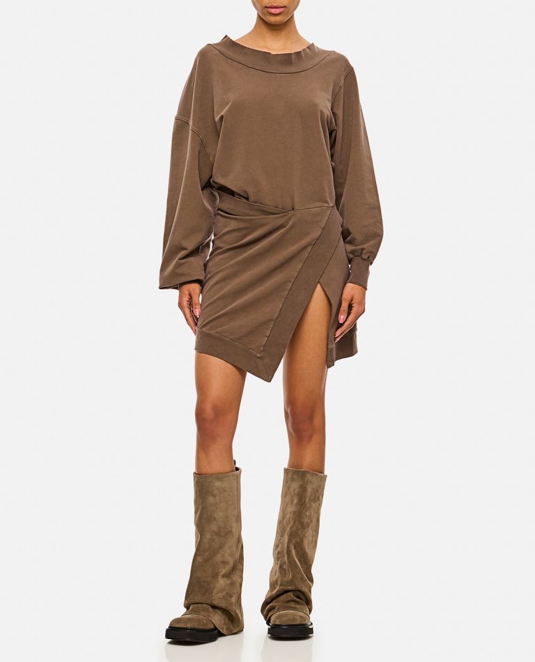 Shop Attico Light American Fleece Mini Dress In Brown