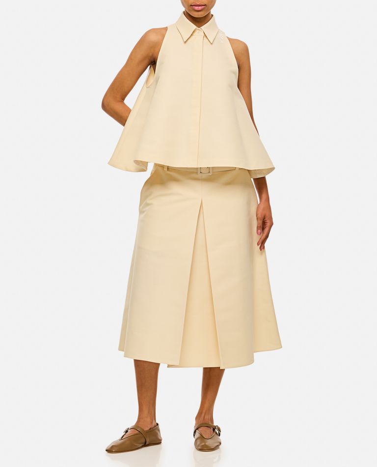 Marni Sleeveless A-line Collared Embroidered Top In White