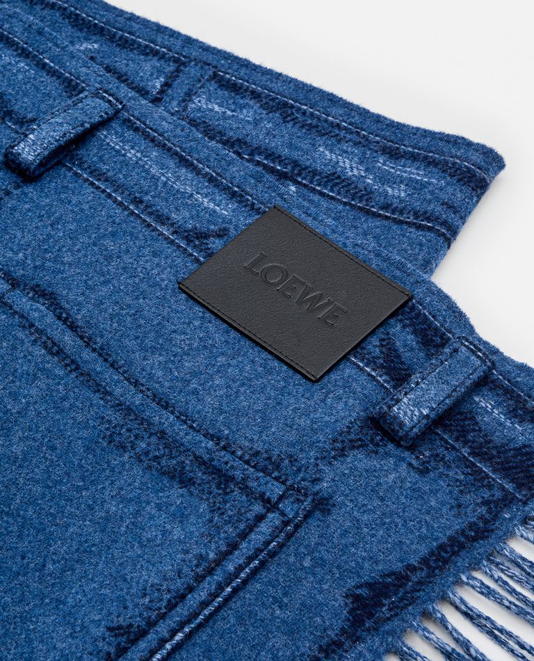 Loewe Scarf Made Of A Double-faced Wool And Cashmere Blend. In Blue
