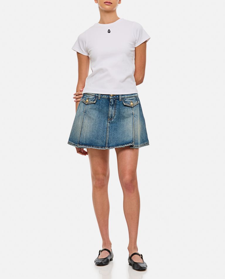 Alexander Mcqueen Stone Washed Miniskirt In Blue