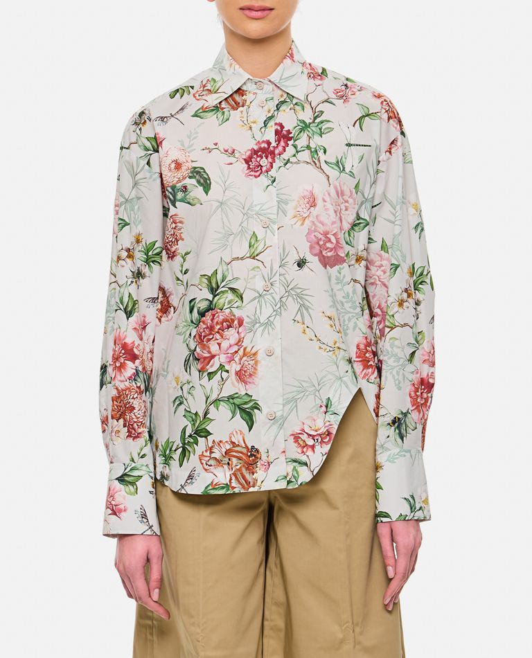 Attico Pointed Collar Long Sleeves Floral Print Shirt In Multicolor