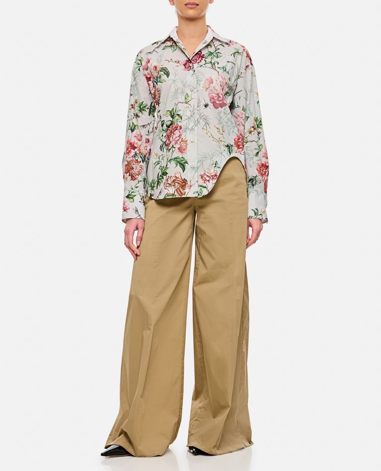 Attico Pointed Collar Long Sleeves Floral Print Shirt In Multicolor