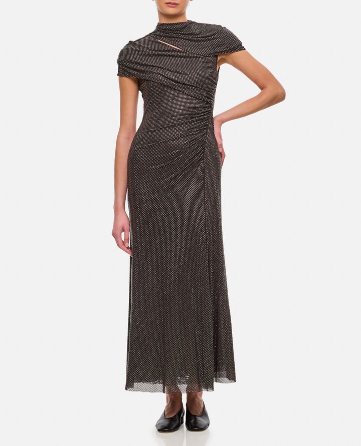 Self-Portrait - SLATE RHINESTONE MESH CUT OUT MIDI DRESS_2
