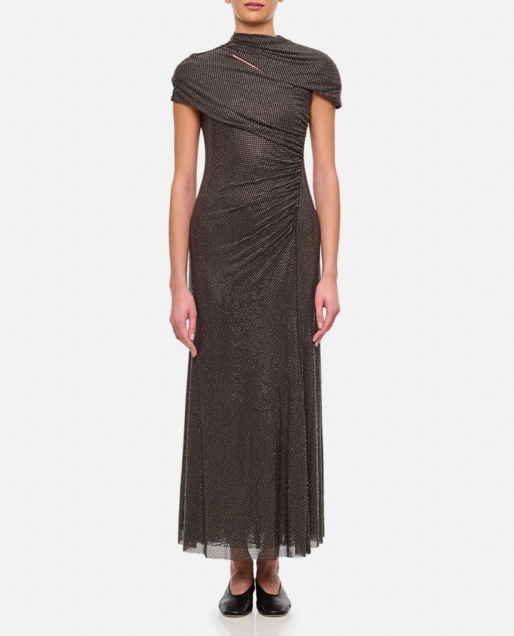 Self-Portrait - SLATE RHINESTONE MESH CUT OUT MIDI DRESS_1