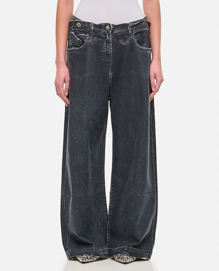 Attico Loose Fit Denim Trousers In Blue