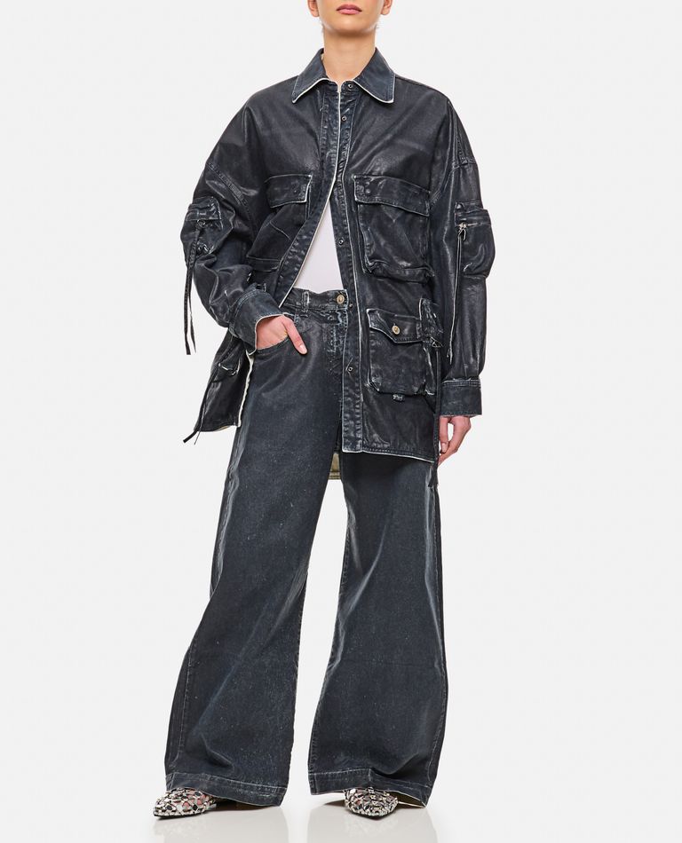 Attico Loose Fit Denim Trousers In Blue