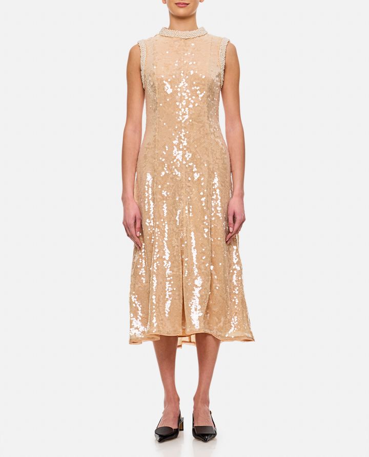 Self-Portrait - SEQUIN PEARL TRIM MIDI DRESS_1
