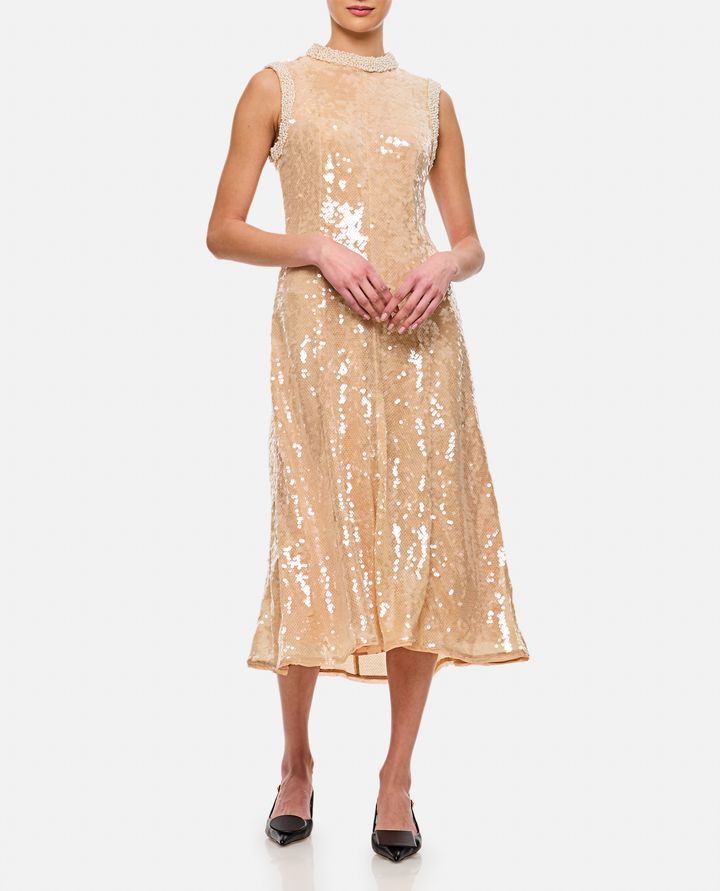 Self-Portrait - SEQUIN PEARL TRIM MIDI DRESS_2