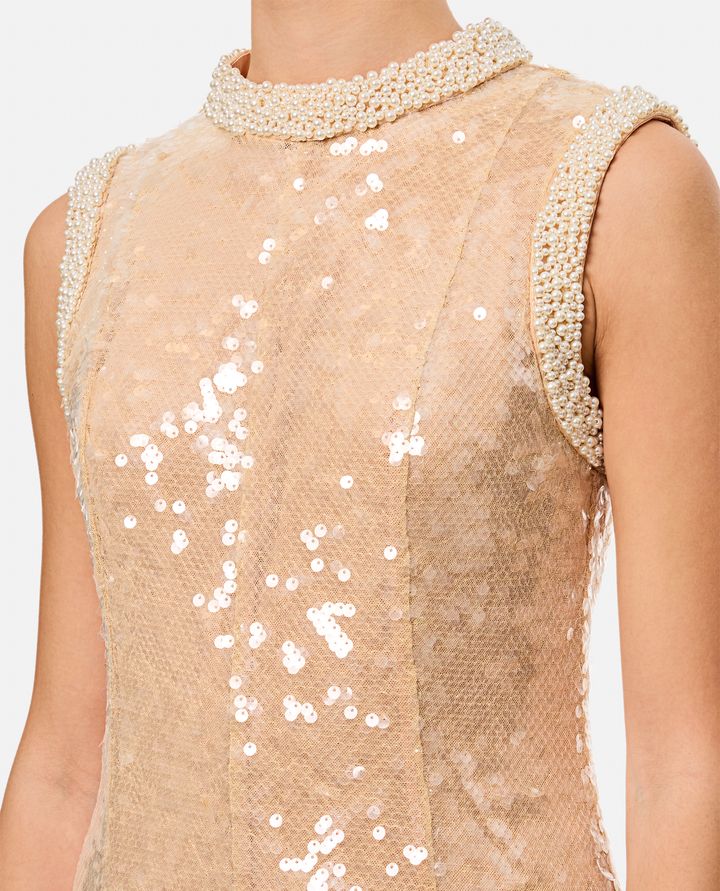Self-Portrait - SEQUIN PEARL TRIM MIDI DRESS_4