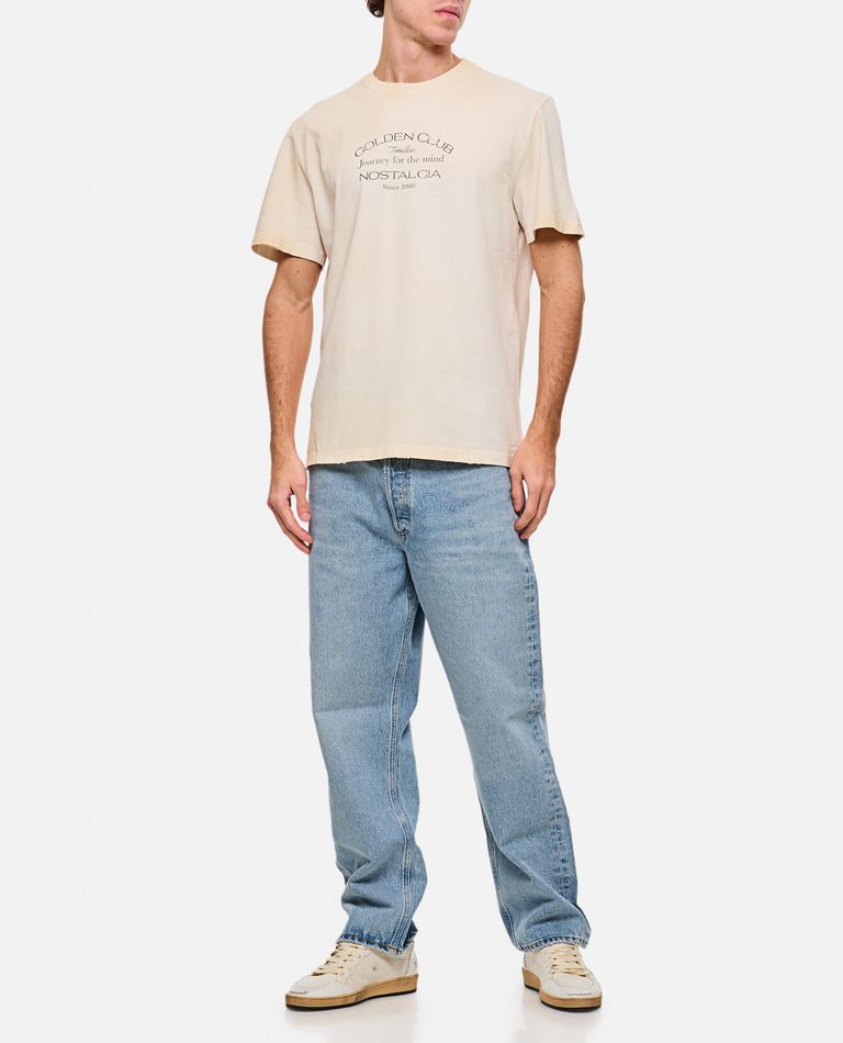 Shop Golden Goose Journey M's T-shirt Organic Gauze Cotton Jersey With Print In White
