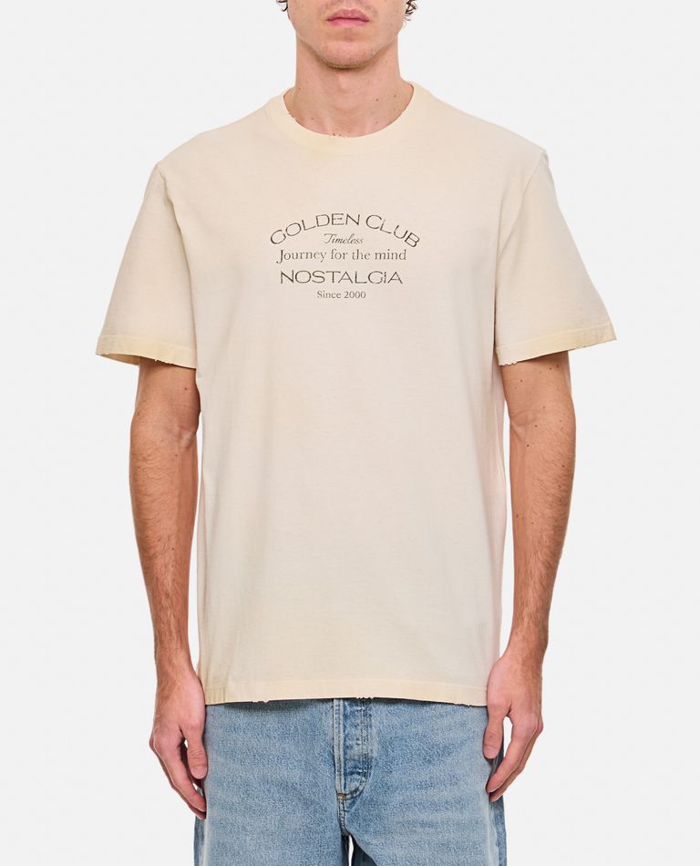 Shop Golden Goose Journey M's T-shirt Organic Gauze Cotton Jersey With Print In White