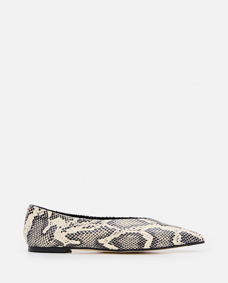 Aeyde Moa Snake Print Goat Leather Creamy Shoes In Beige