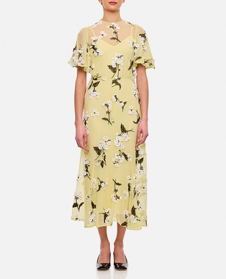 Shop Erdem Midi Cocktail Dress In Yellow