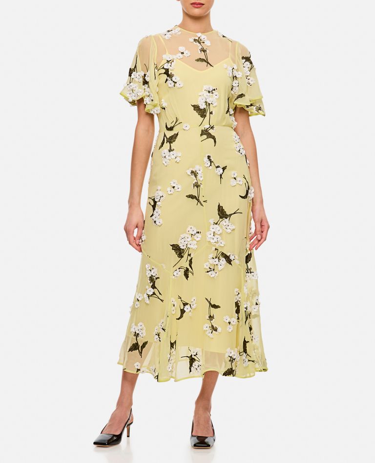 Shop Erdem Midi Cocktail Dress In Yellow