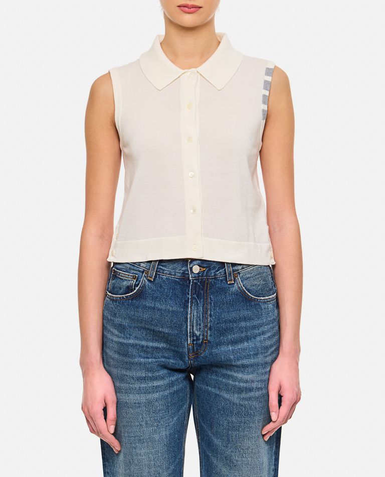 Thom Browne Sleeveless Jersey Shirt In White