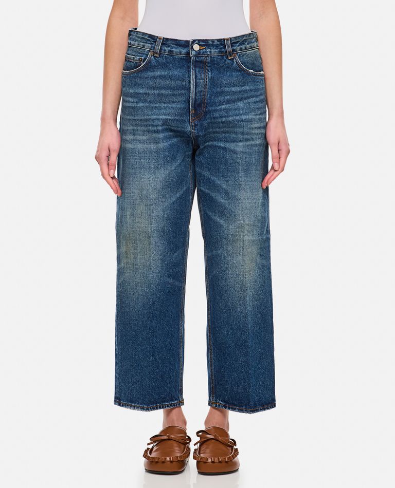 Haikure Korea Blue Washed Jeans In Blue