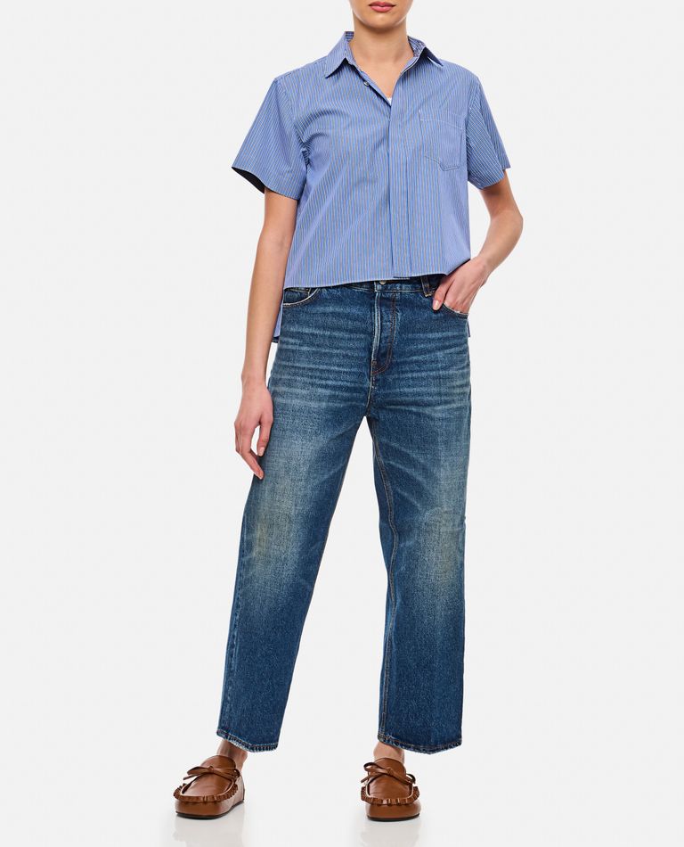 Haikure Korea Blue Washed Jeans In Blue