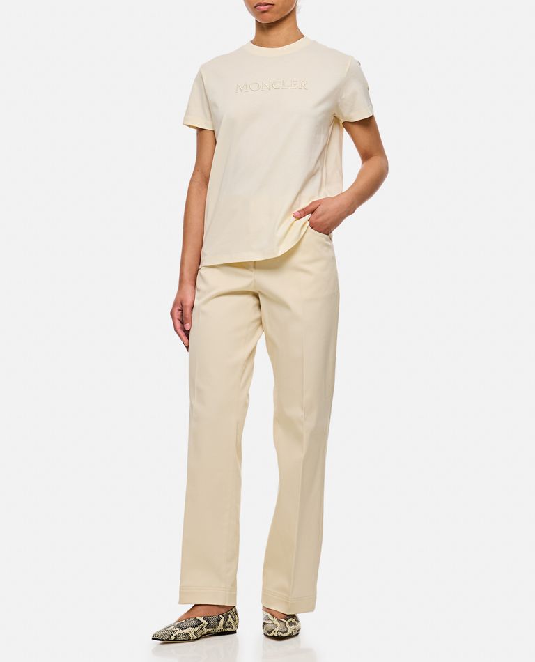Moncler Sport Trousers With Patch And Elastic Ankle Cuffs In White