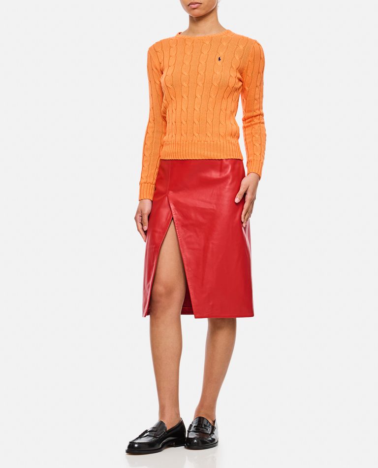 Polo Ralph Lauren Cable Knit Pullover With Ribbed Finish In Orange