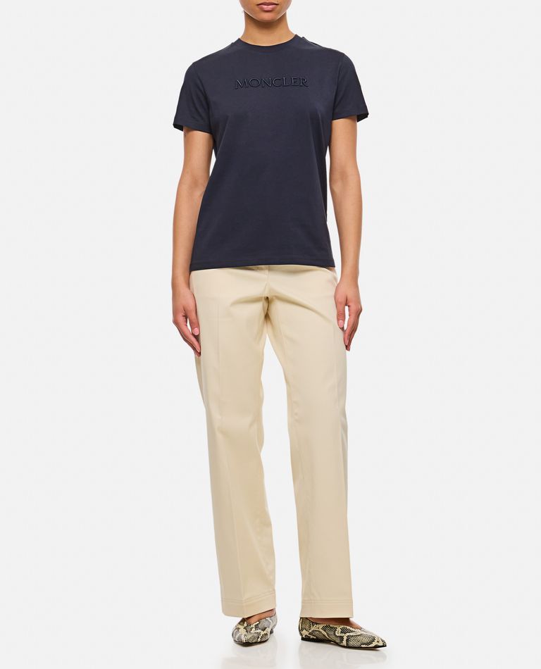 Moncler Women Logo T-shirt In Blue