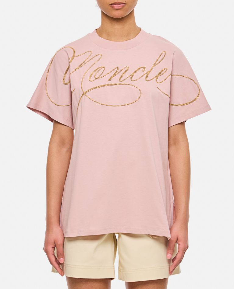 Moncler Women Logo T-shirt In Rose