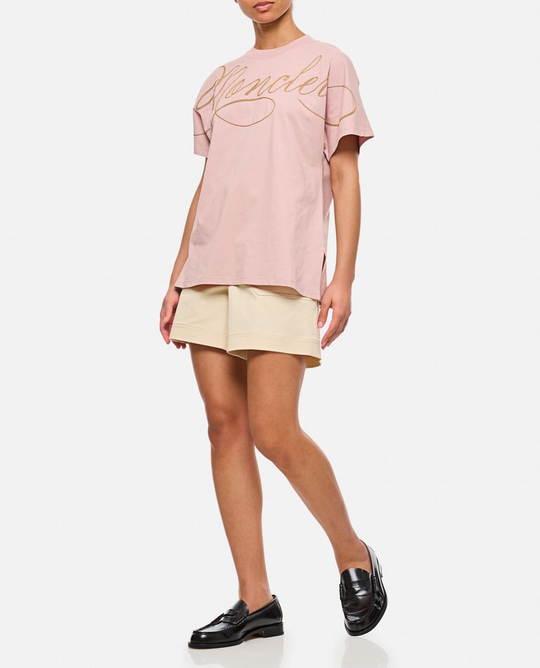 Moncler Women Logo T-shirt In Rose