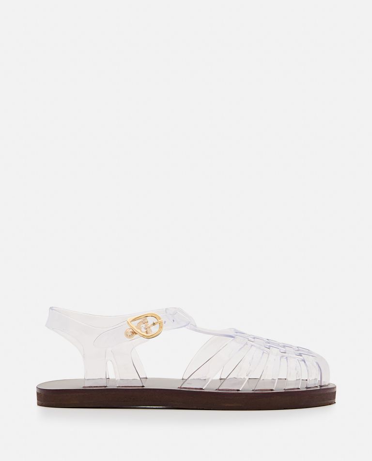 Ancient Greek Sandals Womens Homeria Fisherman Flat Leather And Jelly In Transparent