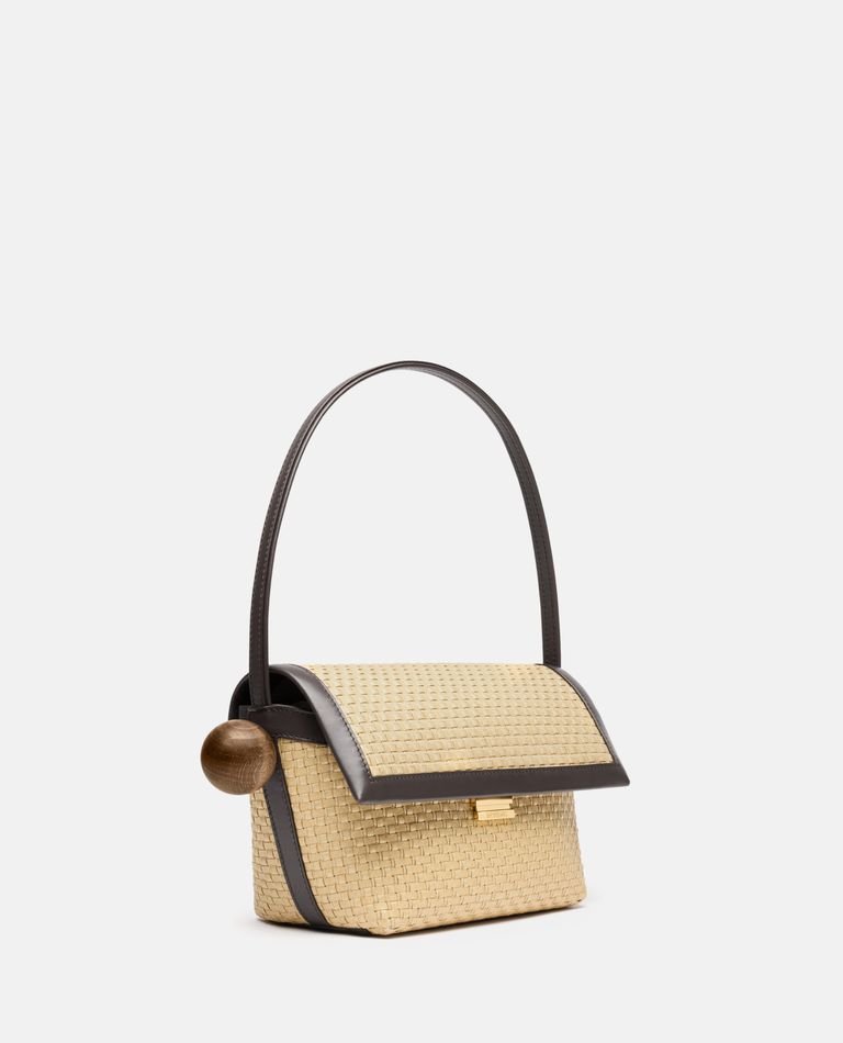 Jacquemus Le Rond Geometric Raffia Shoulder Bag In Beige