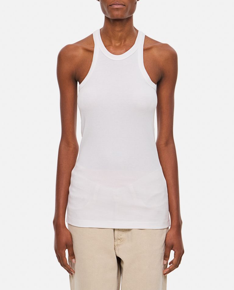 Sportmax Woman Tank Top White Size L Cotton, Silk, Elastane In White