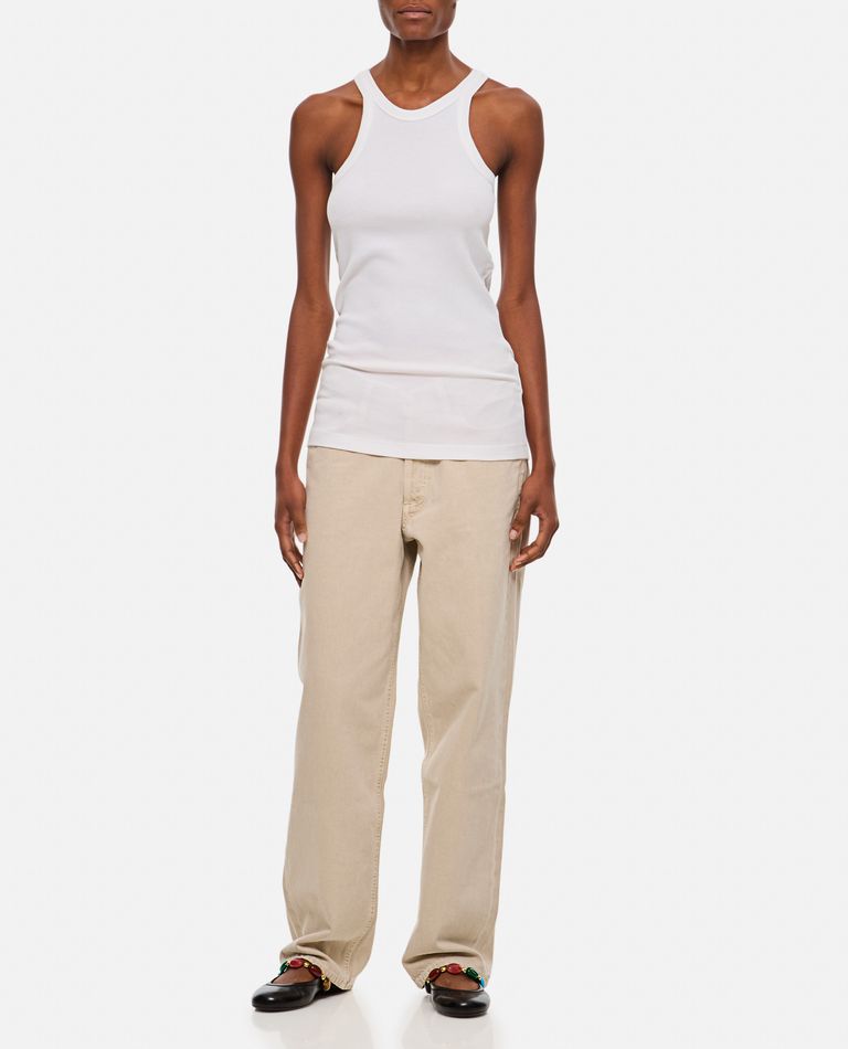 Sportmax Woman Tank Top White Size L Cotton, Silk, Elastane In White
