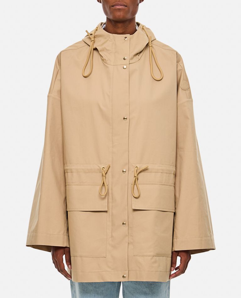 Shop Moncler Gaillon Hooded Parka In Cotton In Beige