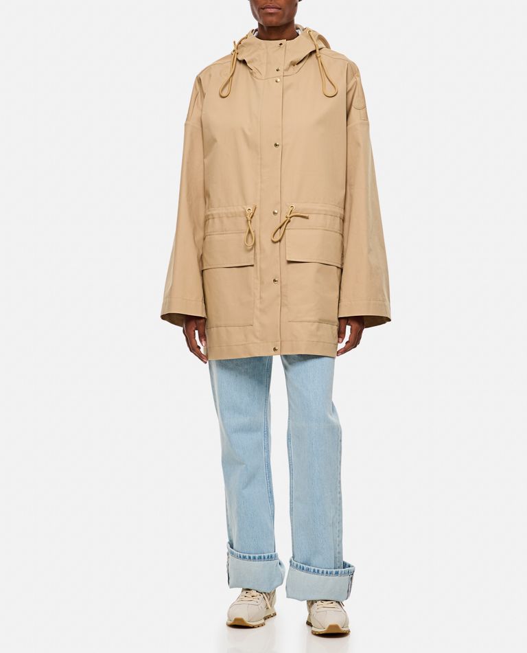 Shop Moncler Gaillon Hooded Parka In Cotton In Beige