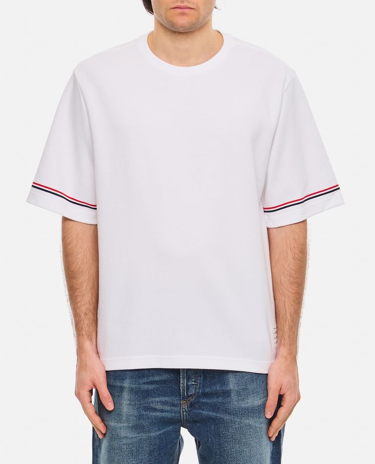 Thom Browne White T-shirt With Tricolour Detail Men In White