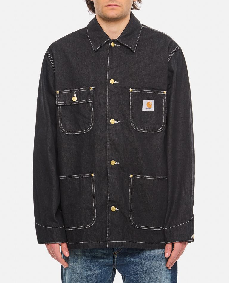 Carhartt Michigan Corduroy-trimmed Organic Cotton-canvas Chore Jacket In Black